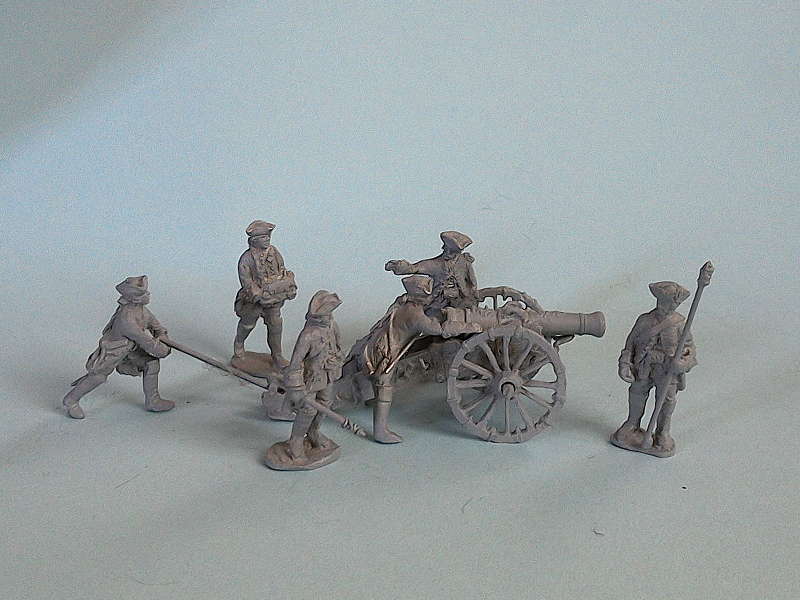 Österreichische Fußartillerie - die Kanone einrichtend  (1740 - 1763)
